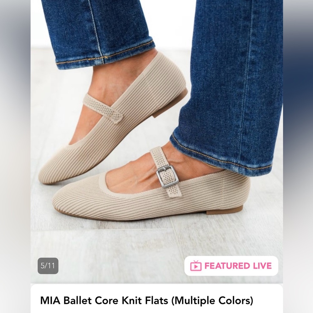 MIA Oatmeal Core Knit Mary Jane Flats